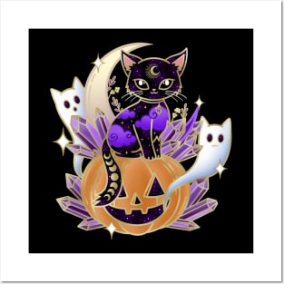 Halloween Crystal Cats Posters and Art